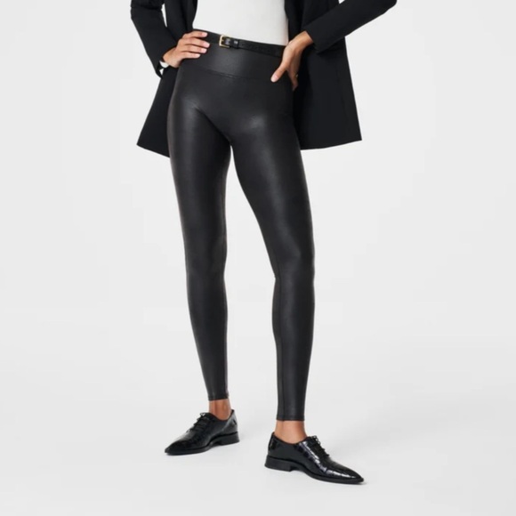 SPANX faux leather sleek smoothing high waisted leggings 2437 - Picture 2 of 8